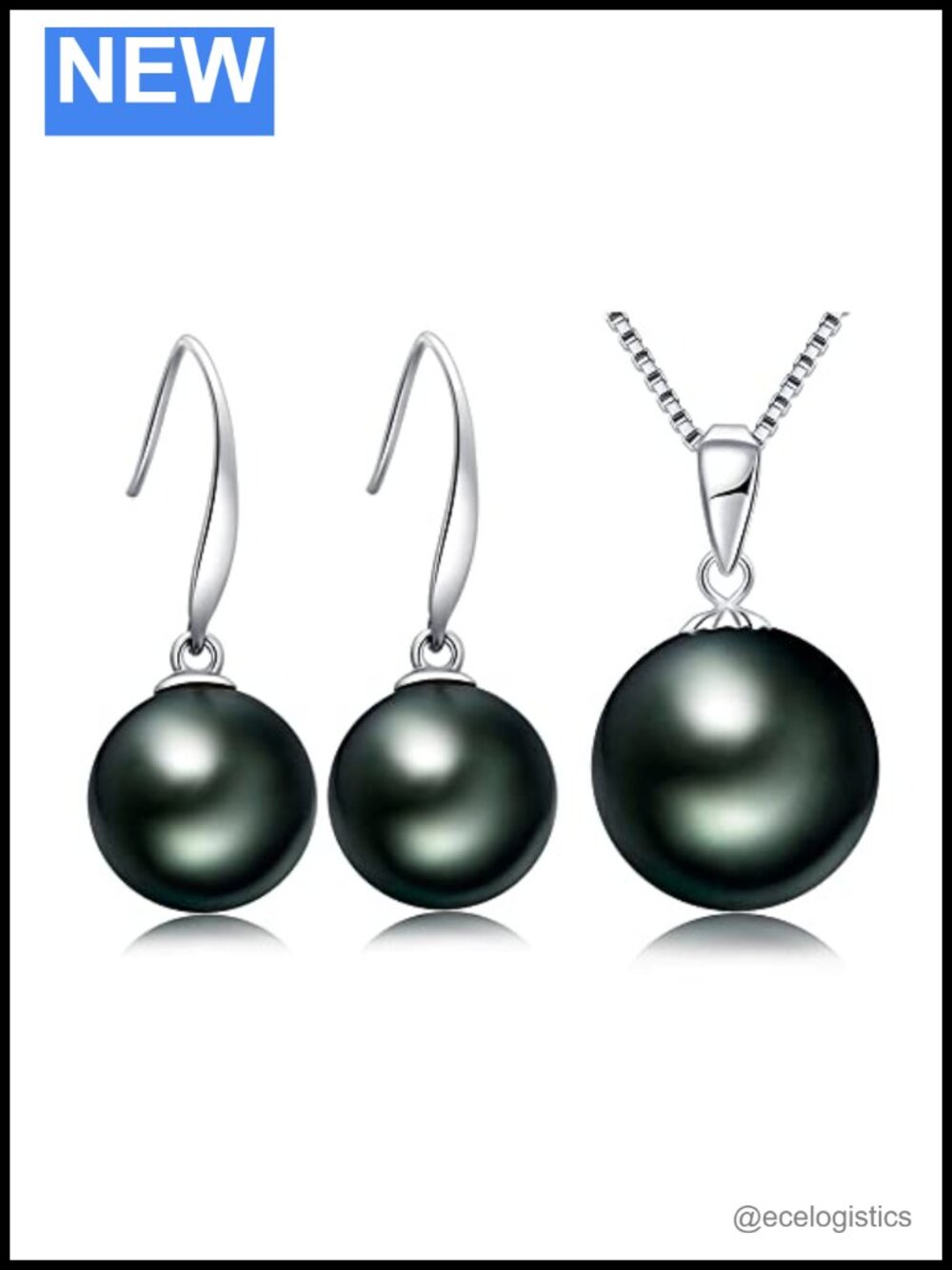 18K Gold Pearl Earrings Necklace Set